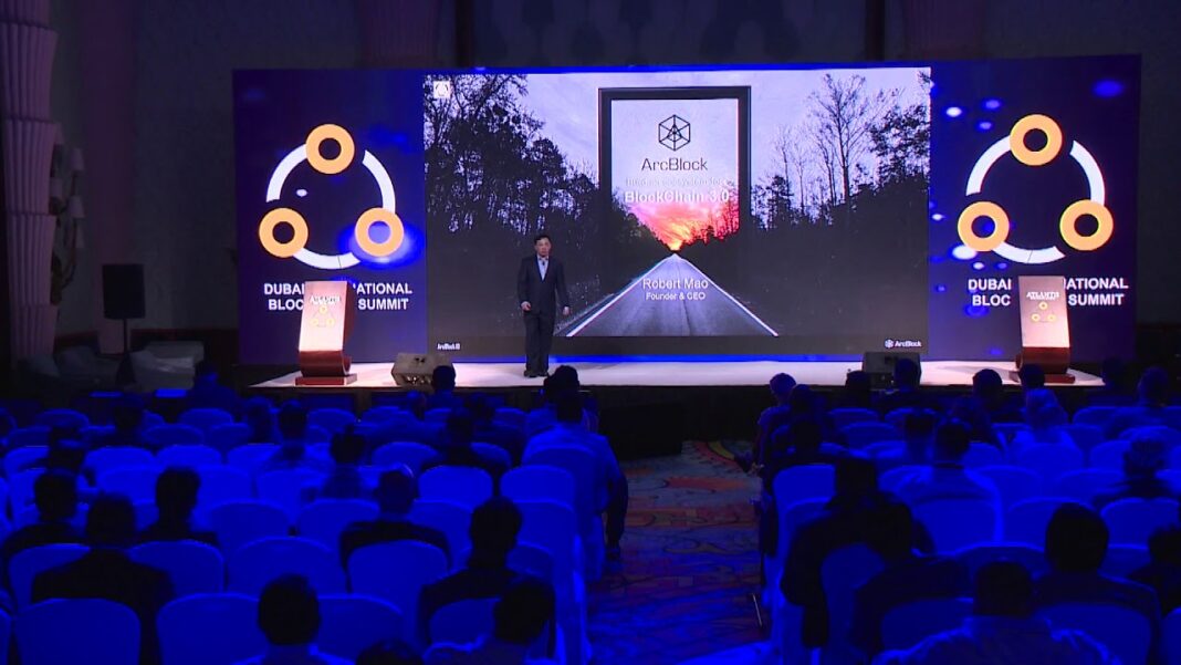 ArcBlock CEO and founder Robert Mao at the Dubai International Blockchain Summit on 8 Jan 2018