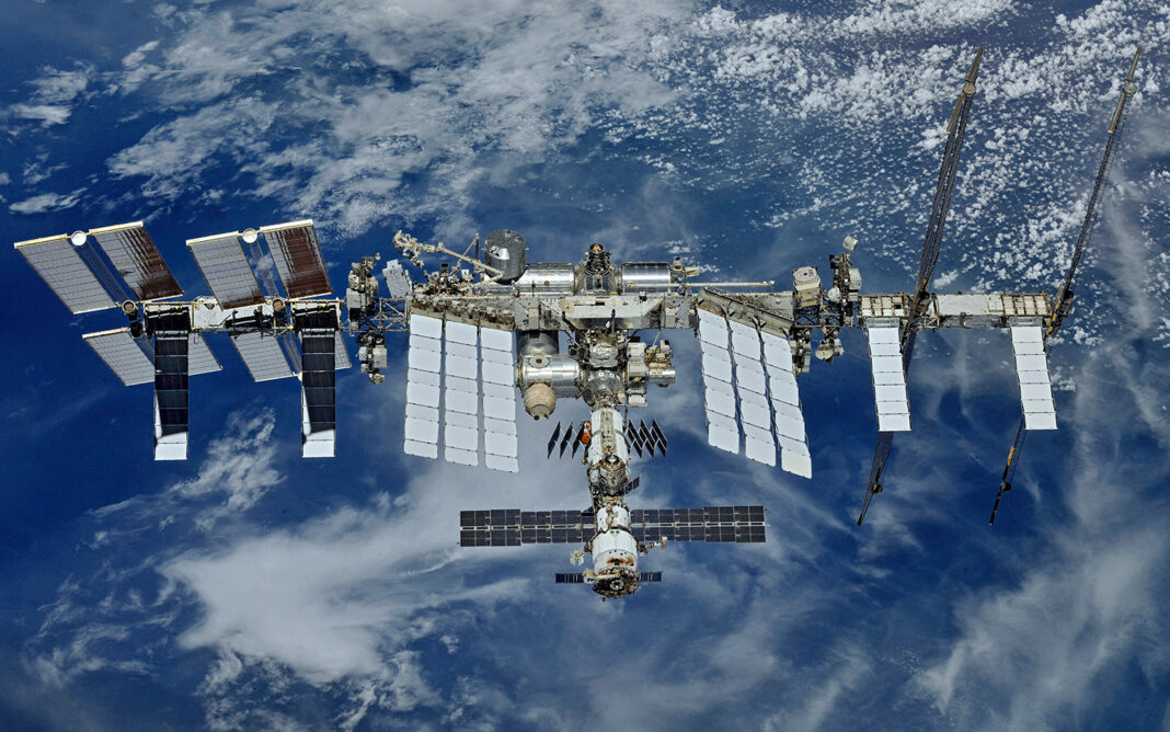 Picture of the International Space Station (ISS) hovering over our beautiful planet