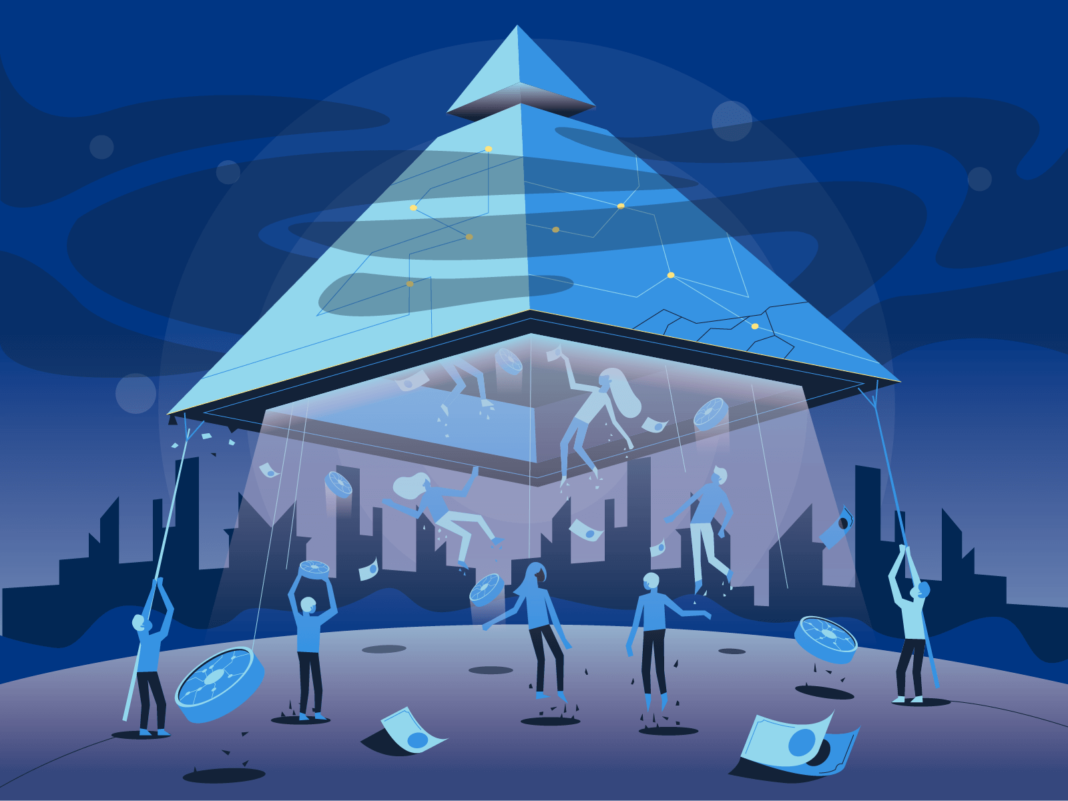 Pyramid scheme illustration
