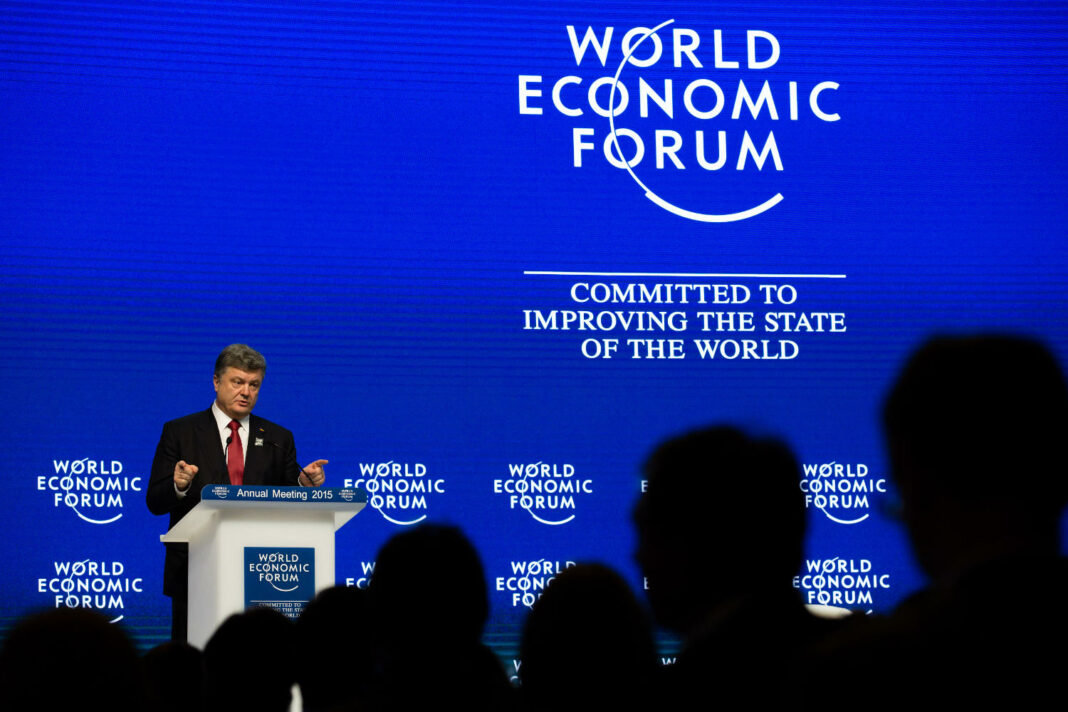 Then President of Ukraine Petro Poroshenko speaks at the World Economic Forum