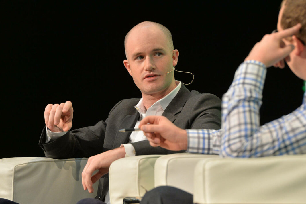 Coinbase CEO Brian Armstrong appears on stage at the 2014 TechCrunch Disrupt Europe/London