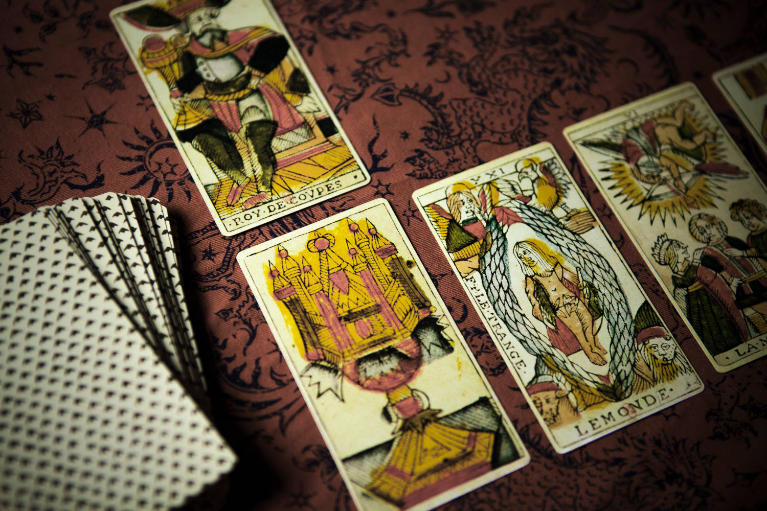 Deck of old Tarot of Marseilles cards