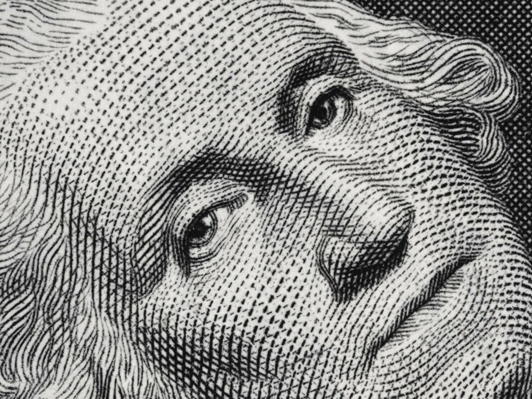 George Washington face portrait on the US one dollar bill