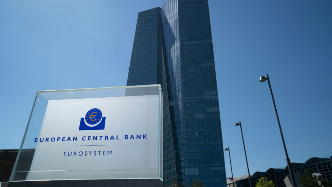 Close up of the sign at the European Central Bank