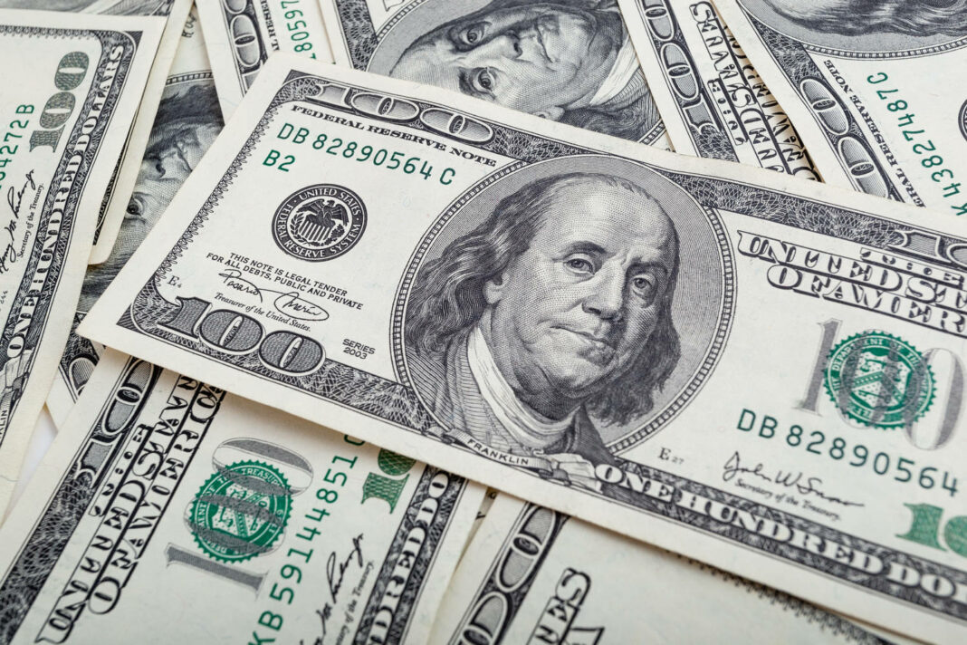 Background of one hundred dollar bills