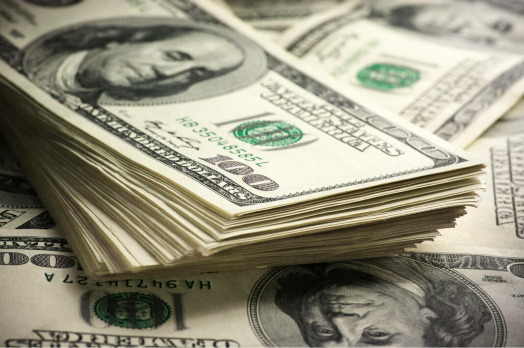 Stack of one hundred dollar bills