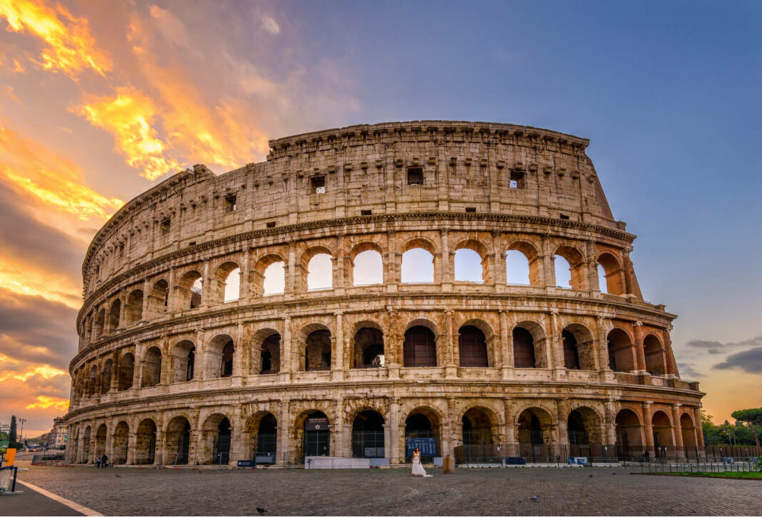 Sunrise view of Colosseum in Rome
