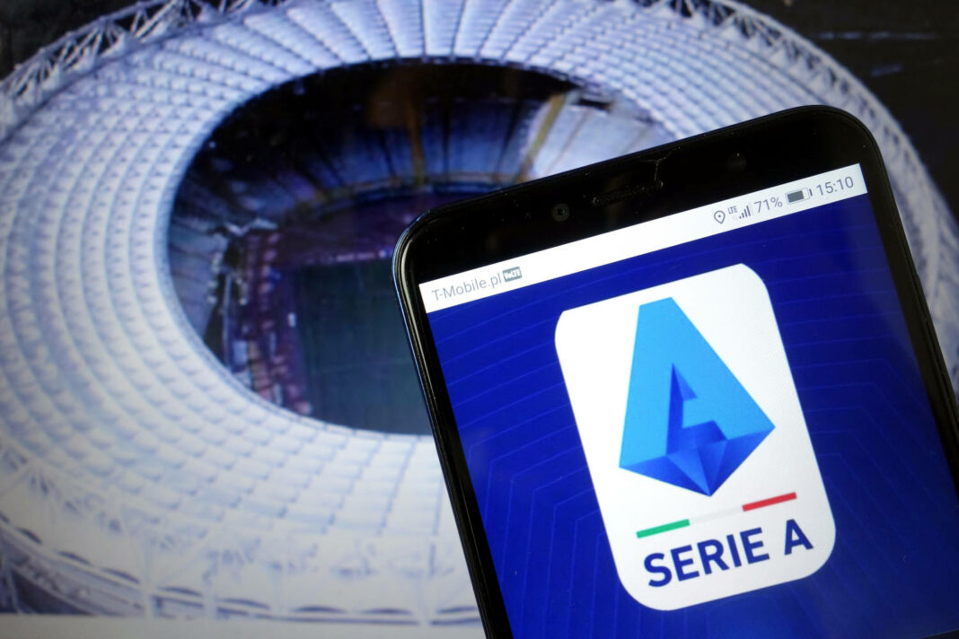 Serie A logo displayed on mobile phone