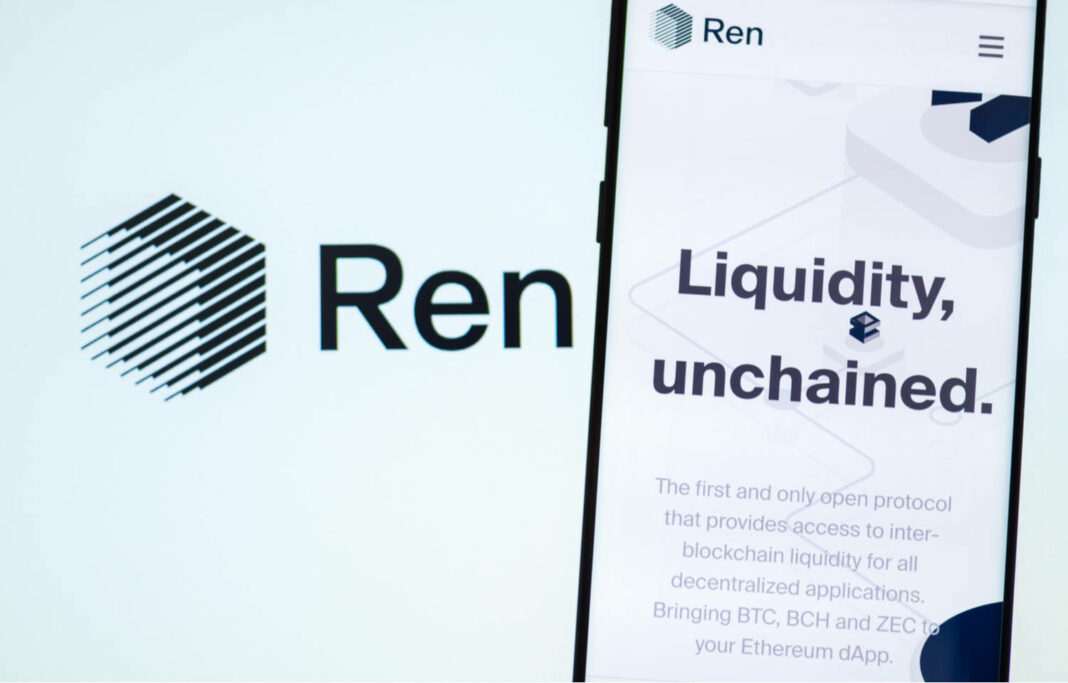 REN project website displayed on smartphone screen