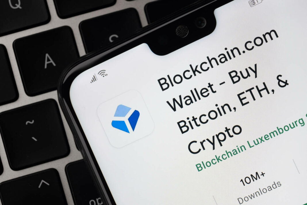 Blockchain.com app seen on the screen