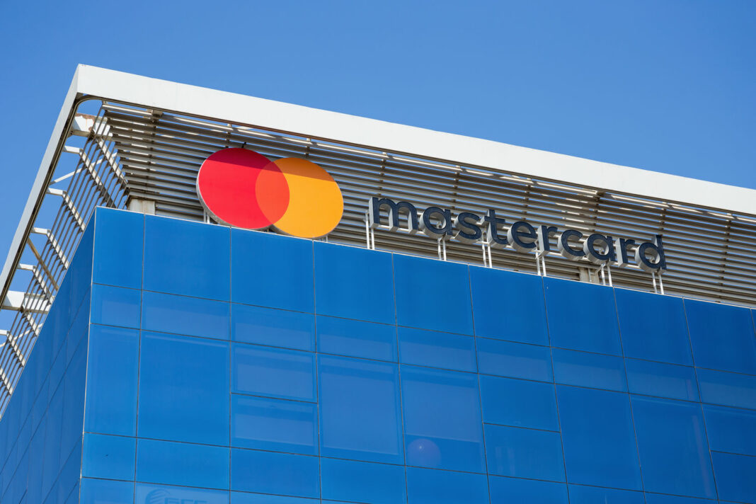 Sign of mastercard on the office building