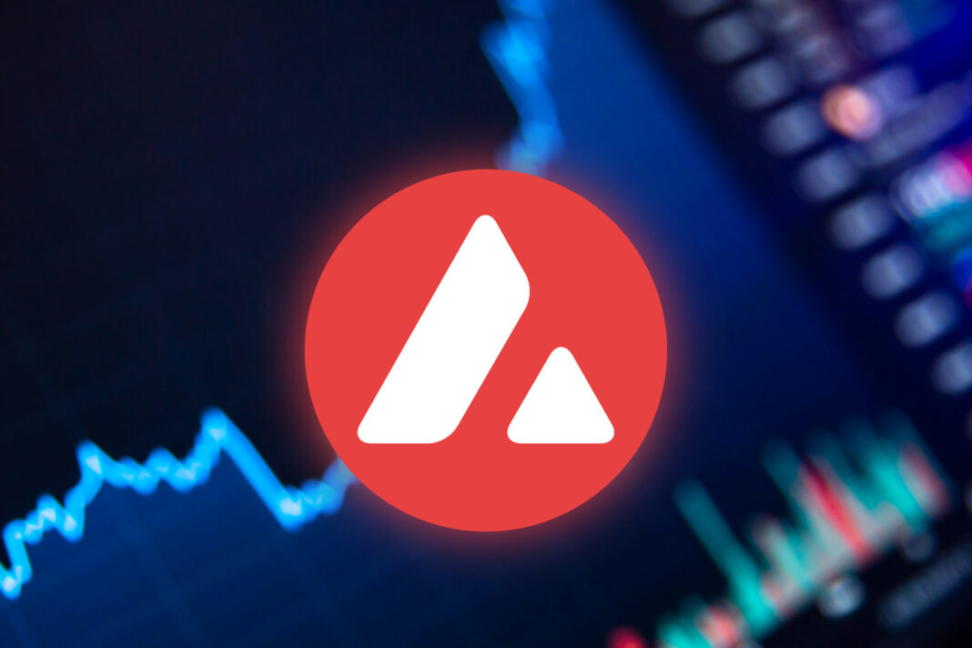 Avalanche logo on top of bullish graph